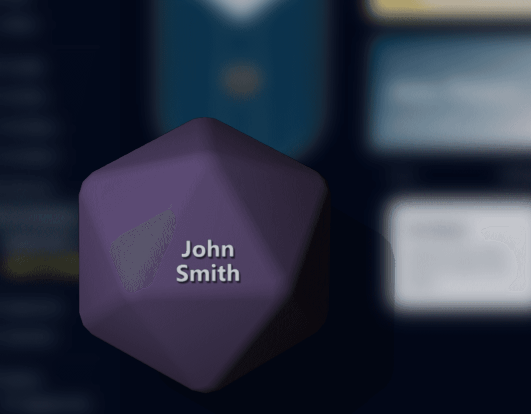 Onscreen rollable student dice showing a selected student name.